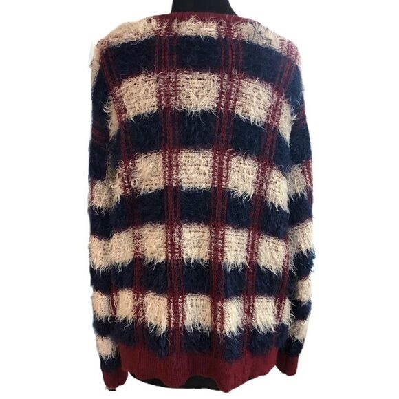 JOA Los Angeles Checked Feather Yarn Cardigan Sz L - Picture 7 of 13